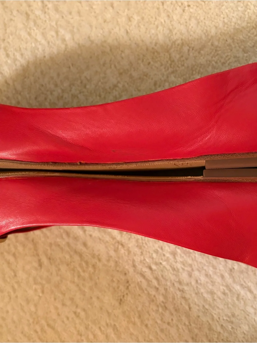 Tory Burch Red Leather Logo Ballet Flats